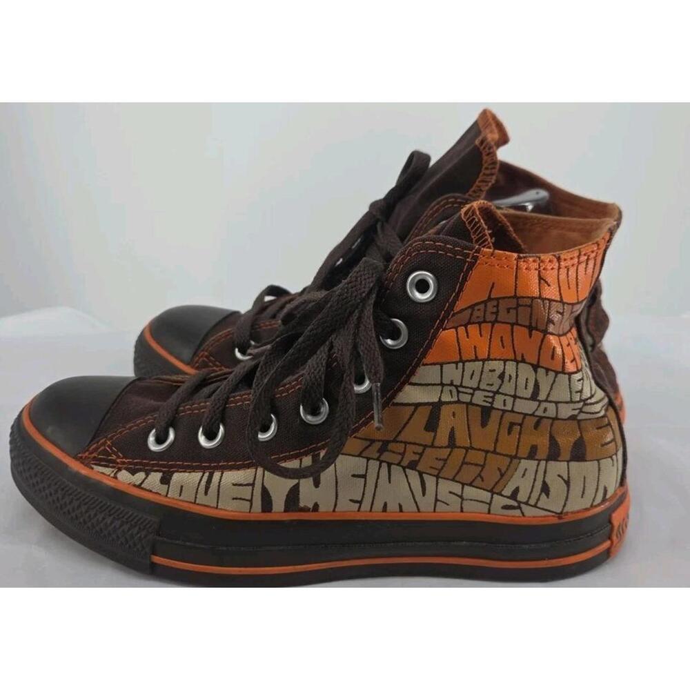 Converse All stars Brown Oranage Vintage W8 M6 Unique Limited Trainers‎